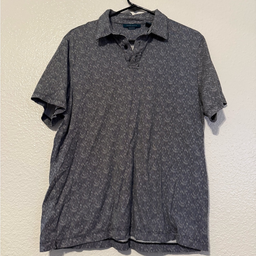 Perry Ellis Gray Patterned Polo Shirt